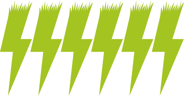 six green lightning bolts