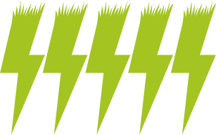 five green lightning bolts
